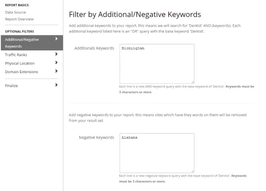 Searching for Keywords using Negative Keywords.